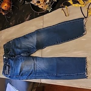 Good American crop frayed jeans